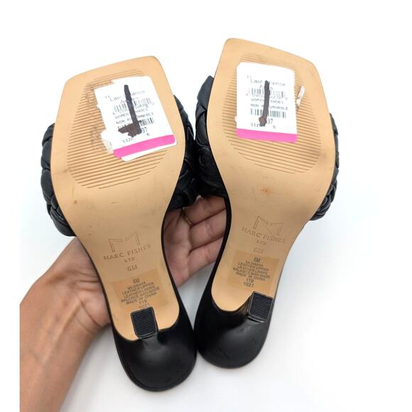 Marc Fisher LTD Draya Braided Heeled Sandal Women's Black Size US6M EU37 - Picture 8 of 12